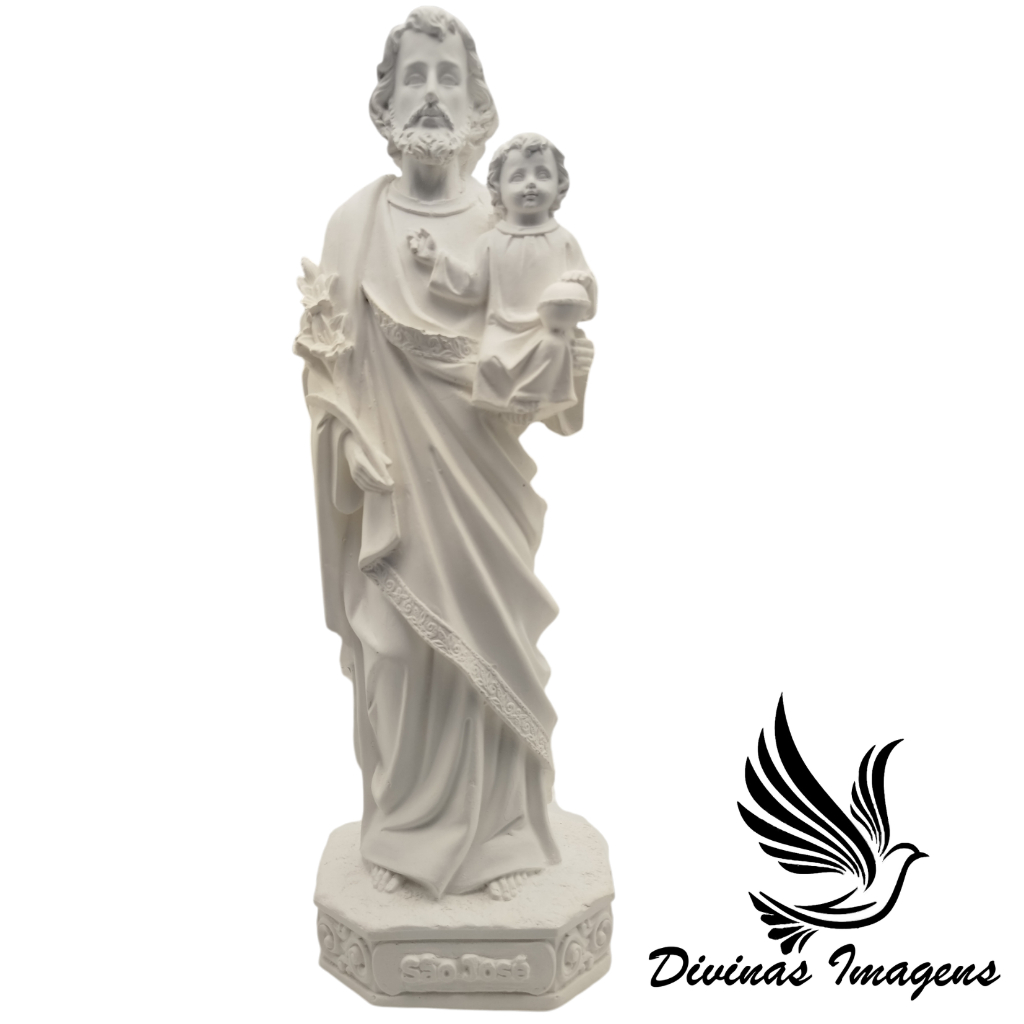 Imagem São José 30cm Gesso Cru Retocado Pintura Artesanal e Devoção Pintura em Oferta na Shopee