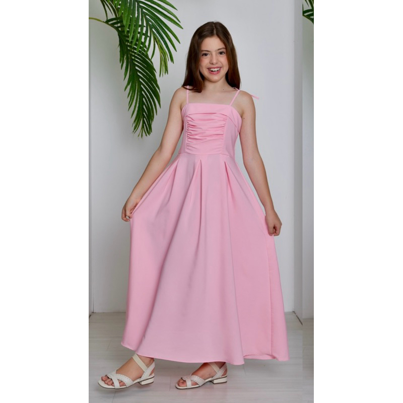 Vestido Longo Juvenil Alcinha Drapeado 10 ao 16 verão