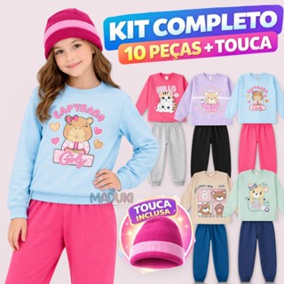 Kit 10 Peças Moletom + Touca Infantil Menina 1 a 8 Inverno em Oferta na Shopee