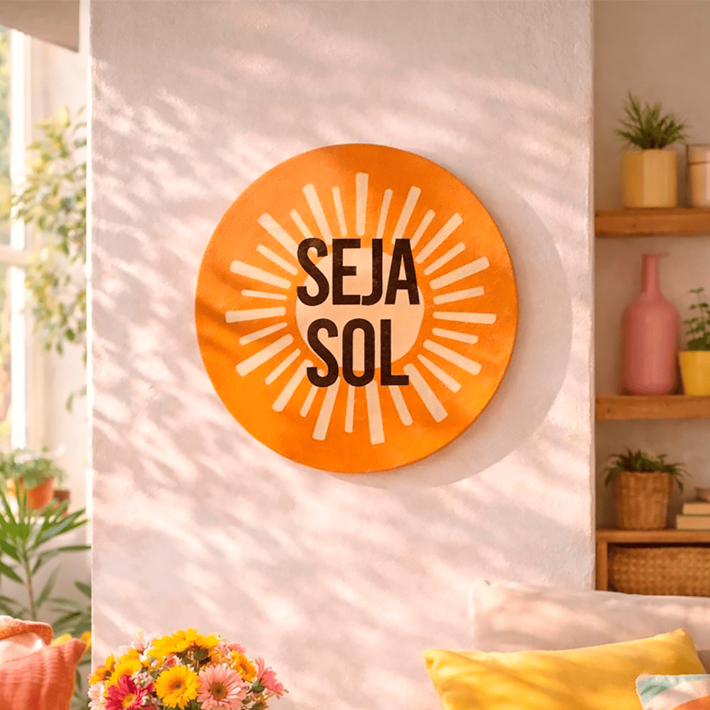 Quadro Decorativo Em Mdf - Seja Sol Pintura Orgânica Boho em Oferta na Shopee
