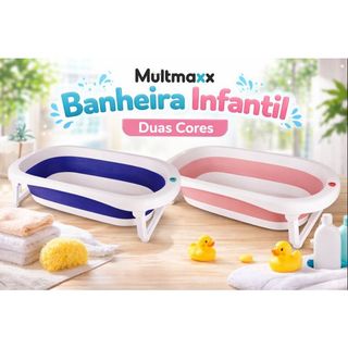 Banheira Infantil Dobrável Portátil Premium Antiderrapante Retratil Para Bebe Recém Nascido