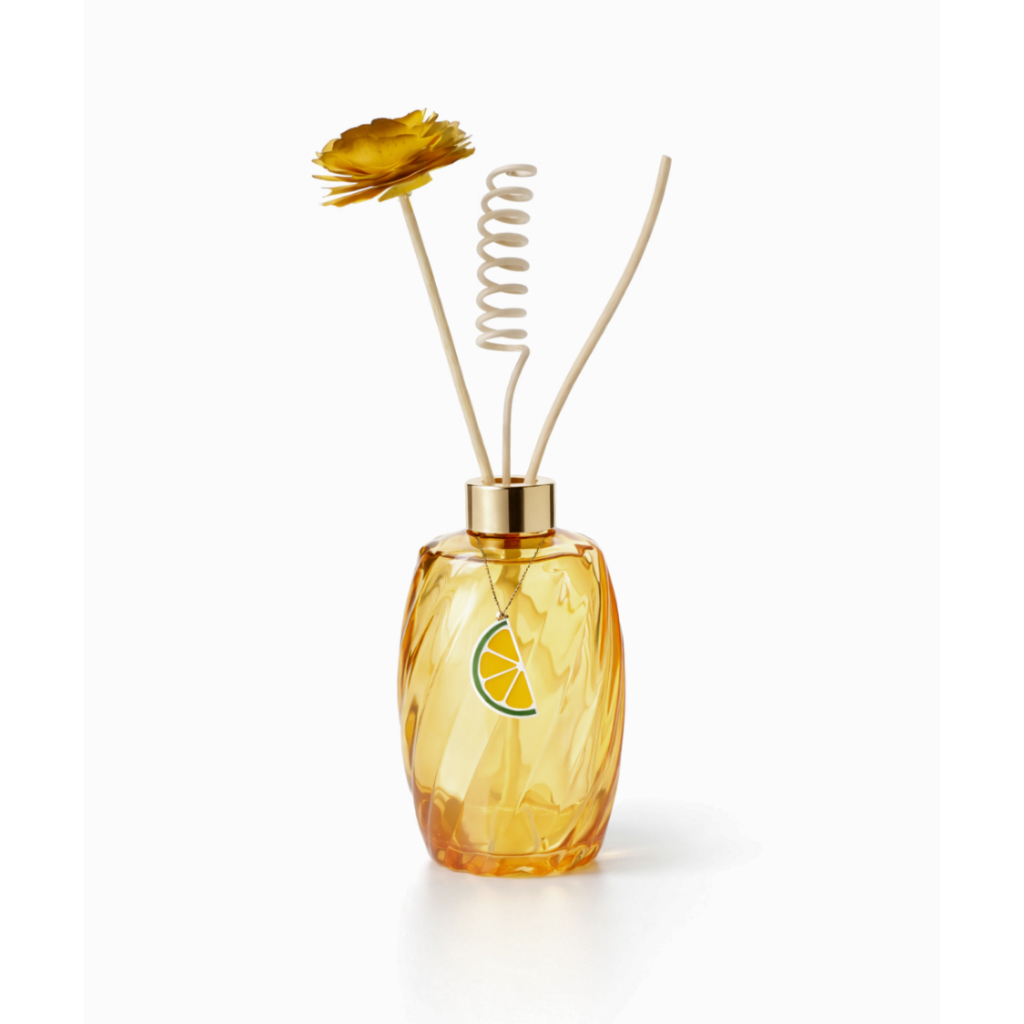 Kit Laranja Difusor de Ambiente Vidro 250ml 3 Varetas Aromatizador Elegante para Casa e Escritório