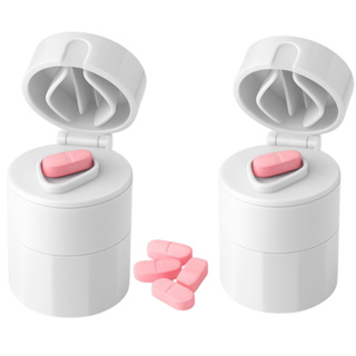 Porta Comprimido Multiuso 3 em 1 Com Cortador E Amassador E Armazenamento Duplo em Oferta na Shopee