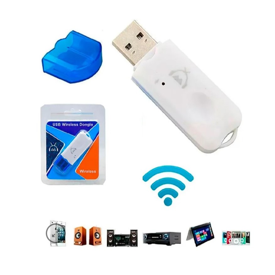Adaptador Bluetooth Usb Áudio Receptor Música Veicular E Som Branco (0597)