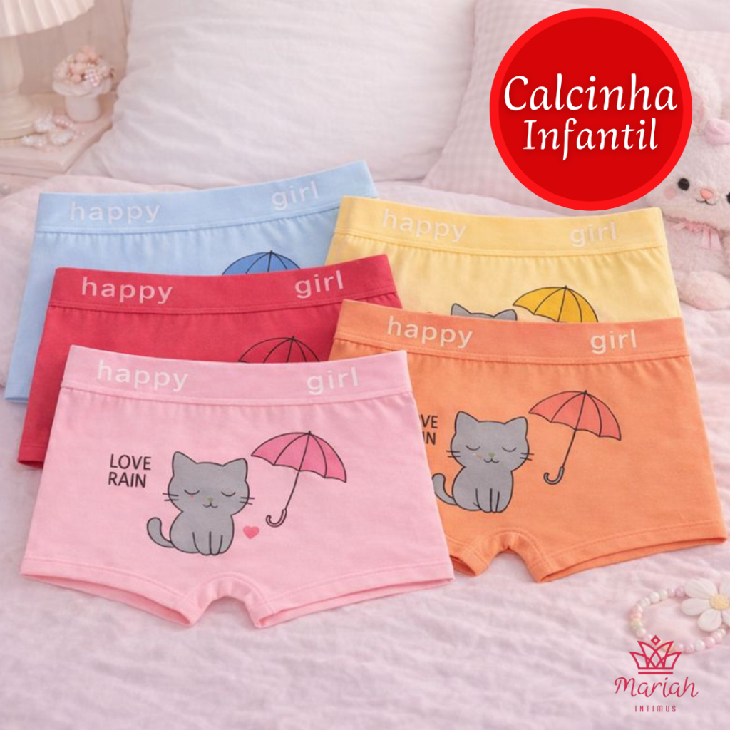 Kit 10/5/3 Calcinhas Infantil Boxer Para Meninas Tecido Respirável Cores Sortidas em Oferta na Shopee