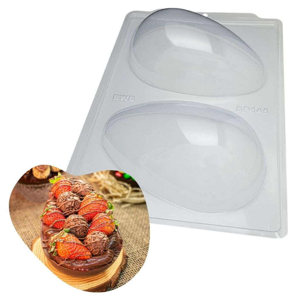 Forma Simples Ovo de Páscoa Liso 1kg SP 145 Código: 3630 2 Cavidades BWB Confeitaria Profissional em Oferta na Shopee