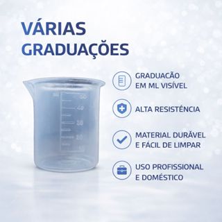 Copinhos Medidores Becker Unidade - Ideias Para Medição de Líquidos Para Laboratório / Cozinha / Receitas em Oferta na Shopee