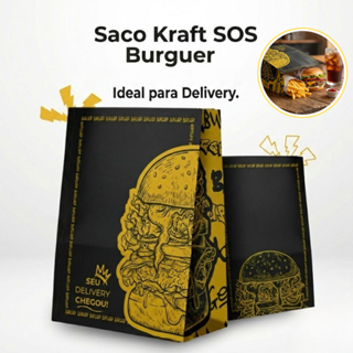 Sacos Papel Kraft Embalagem Delivery Burguer Lanches Fritas Salgados Hamburgueria Tamanho M ou G em Oferta na Shopee