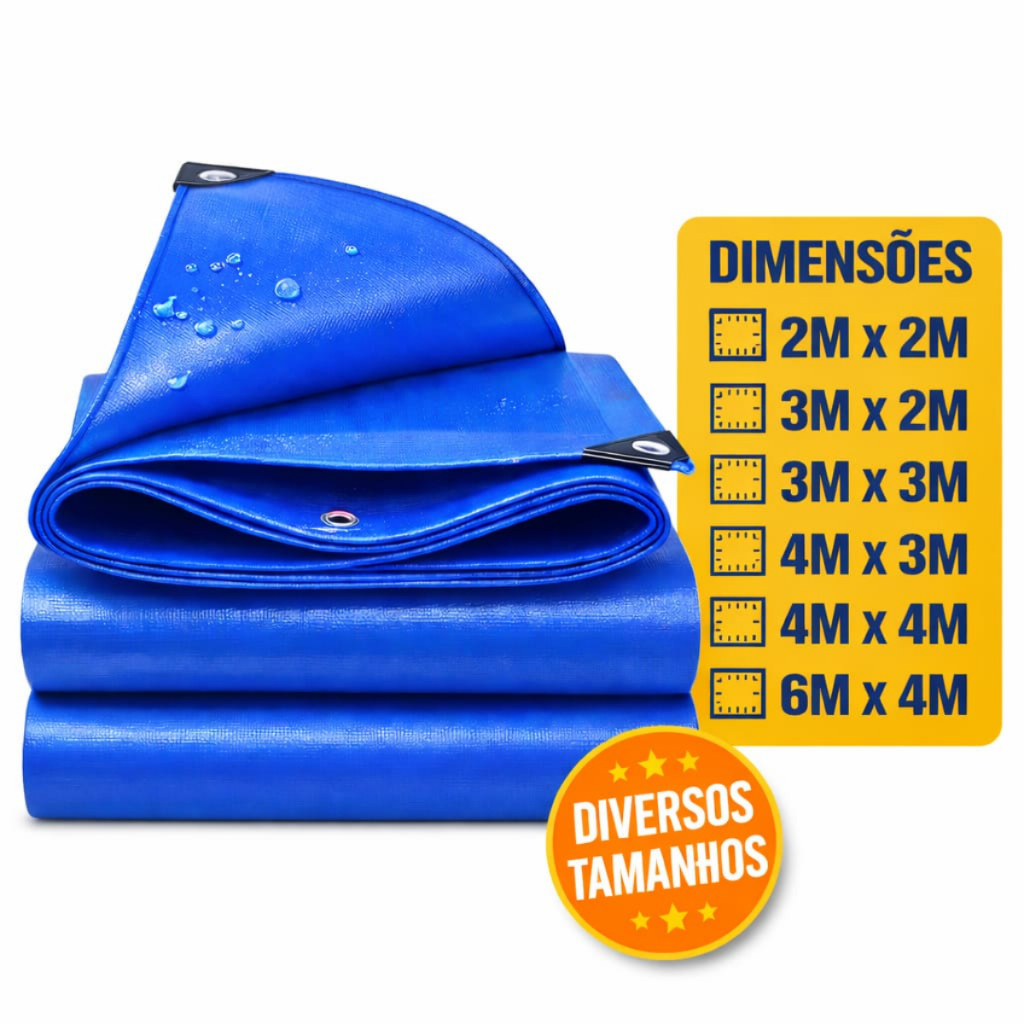 Lona Polietileno Reforçada Multiuso Cobertura Plástica Proteção Chuva Piscina Acampamento Ilhós