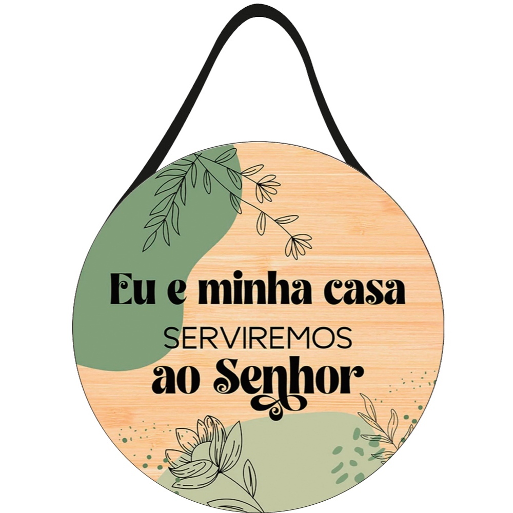 Placa Decorativa com Alça de Couro Redonda 29x20cm Eu e Minha Casa em Oferta na Shopee