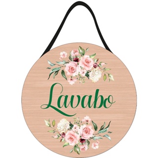 Placa Decorativa com Alça de Couro Redonda 29x20cm Lavabo em Oferta na Shopee