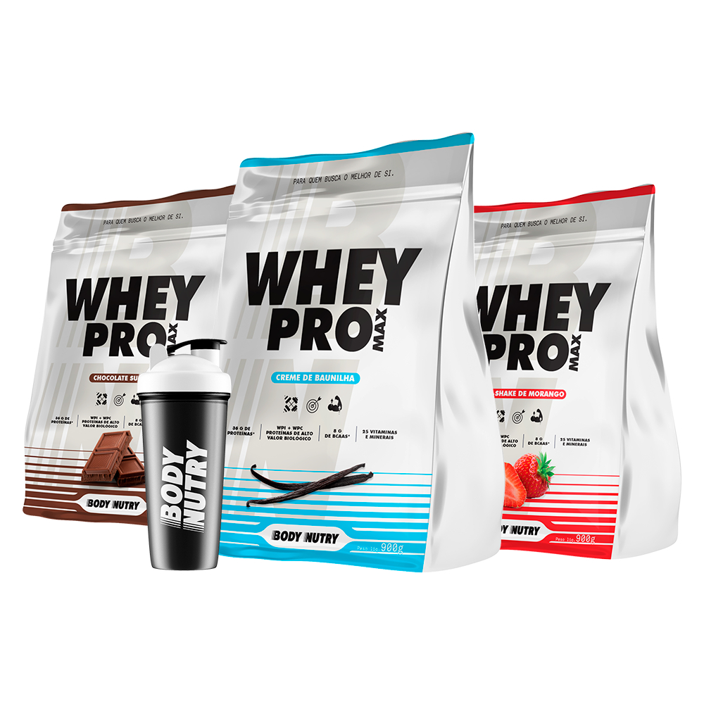 Kit 3x Whey Protein 900g - 2,7kg (Ganho de Força e Perfomance) + Coqueteleira 600ml PROMO em Oferta na Shopee