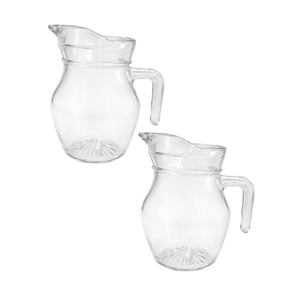 Kit 2 Jarras De Vidro Mini 500ml Luxo Agua Suco Drinks Chá Gelado Refrescos Resistente Café da Manhã Hotel Pousada em Oferta na Shopee