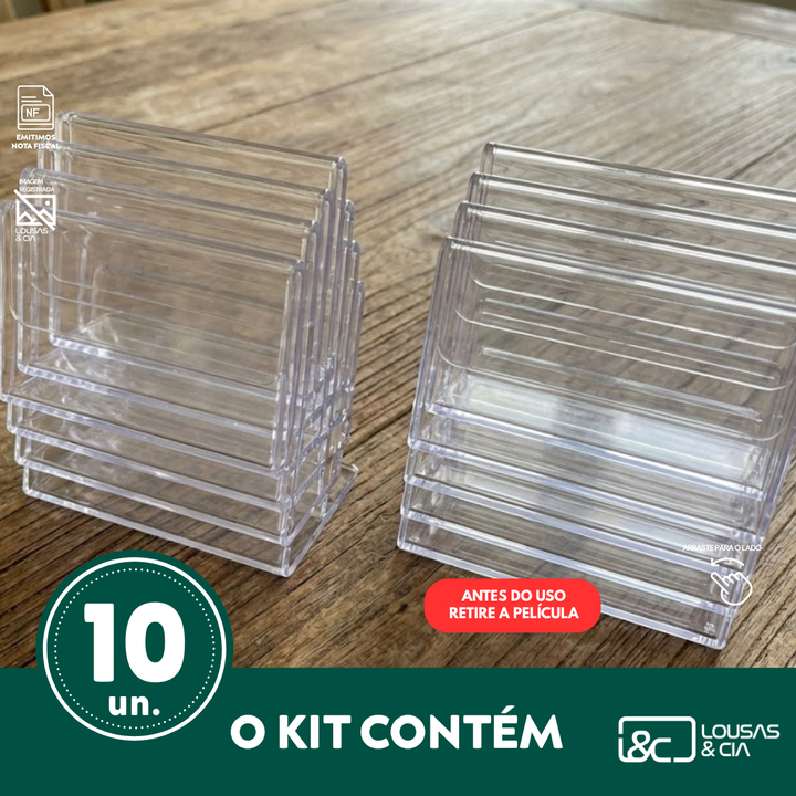 Kit Display Porta Preço Acrílico 6x4cm Precificador Porta Etiquetas de Preço - 10 unidades