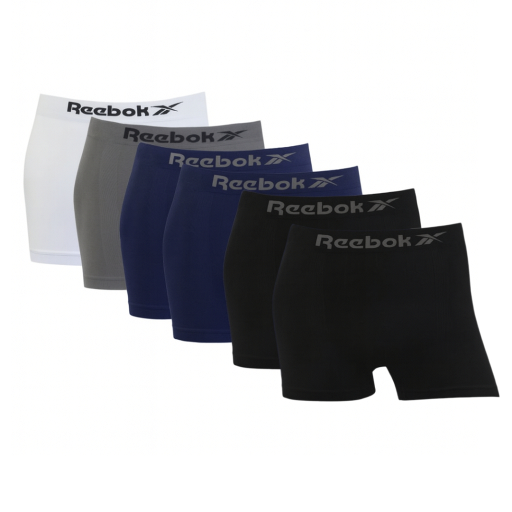 Kit Cuecas Boxer Masculina Reebok Sortidas Confortáveis Sem Costura Microfibra e Algodão