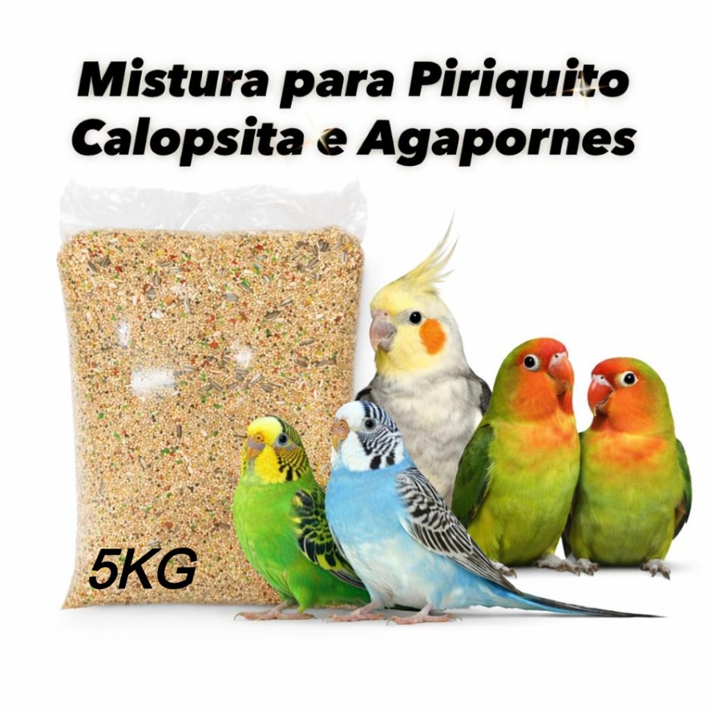 Mistura Calopsita, Agapornes e Periquitos  Premium Mix Com Mel E Biscoito  à granel 1 kg, 2 kg e 5kg