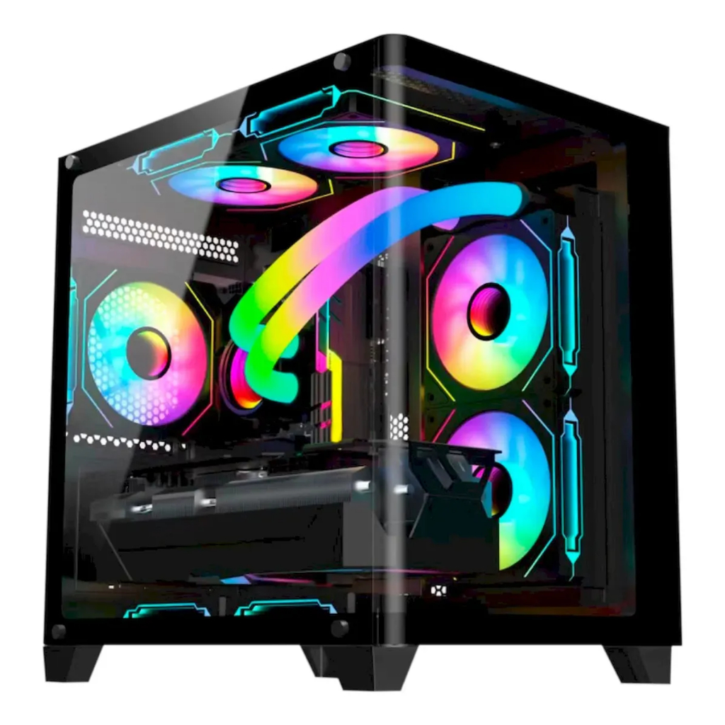 Gabinete Gamer Duex Curvo, Mid Tower, Preto, Sem Fonte, Sem Fans, DXGA250BK