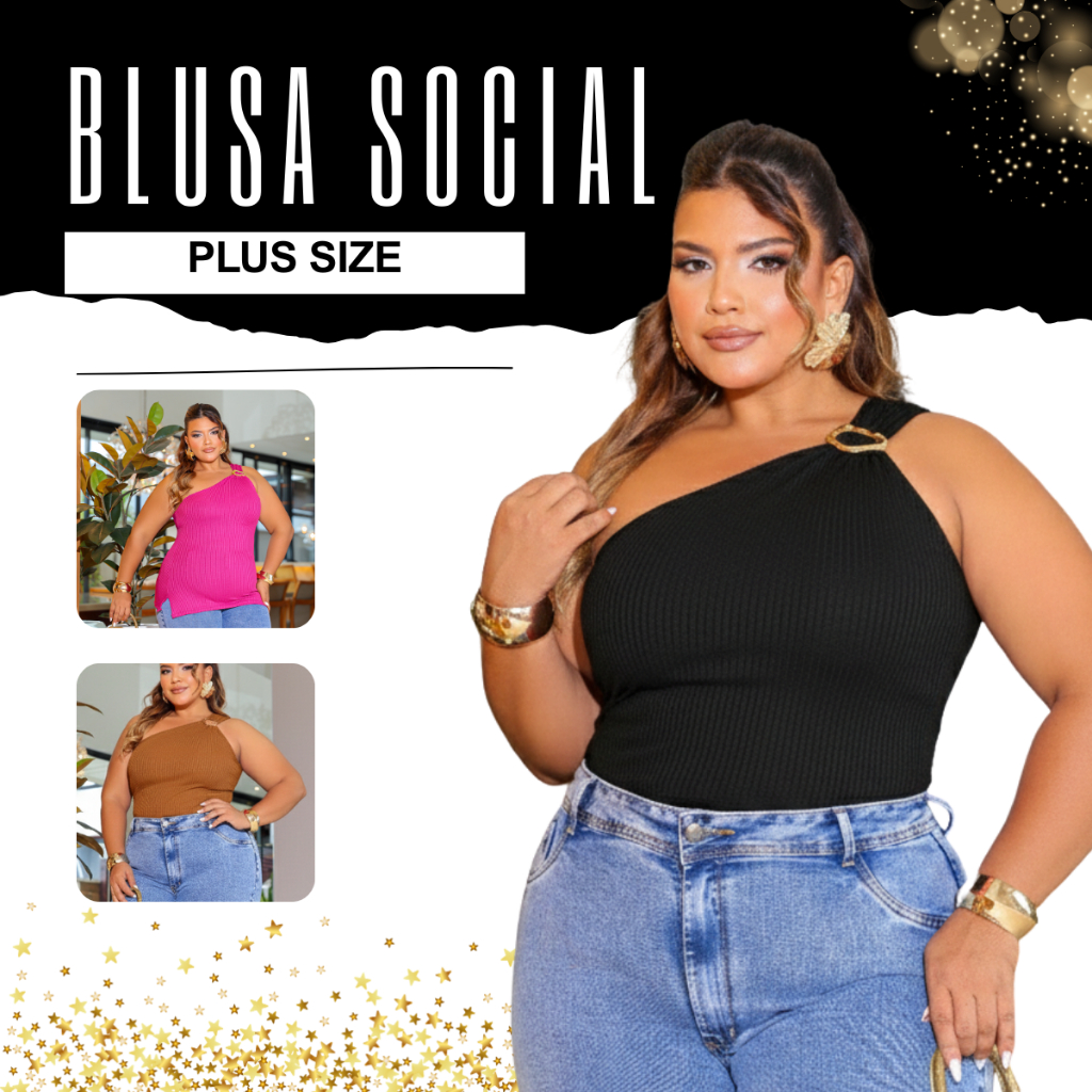 Blusa Camisa Cropeed Camiseta Social Feminina Plus size Modeladora Disfarça Barriga Verão leve Fresca Fivela Nula Manga em Oferta na Shopee