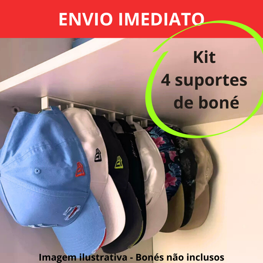 Kit 1 a 4 - Suporte Organizador Para Bonés Suporte Pendurar Bonés Organizador para Boné
