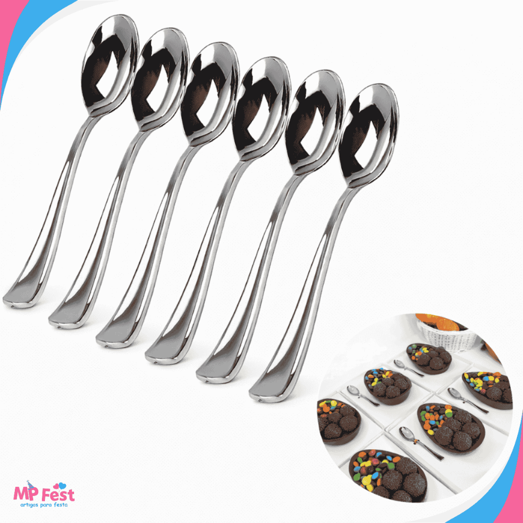 30-150 Unidades Colher Para Ovo de Páscoa 10cm Prata Metalizada 30-150 Unidades Colher Para Ovo de Páscoa 10cm Prata Metalizada