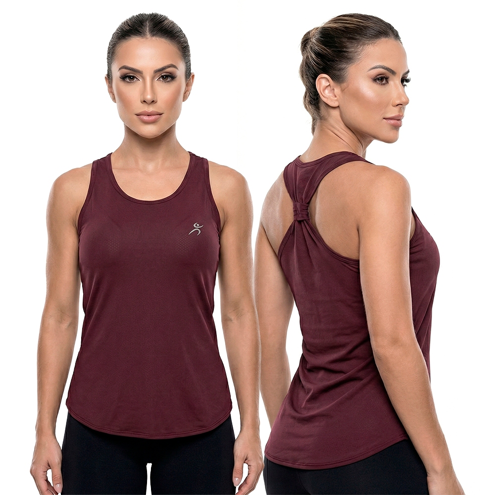 Regata Feminina Justa Laço Dryfit Furadinho Look Academia Camiseta Fitness Corrida Treino