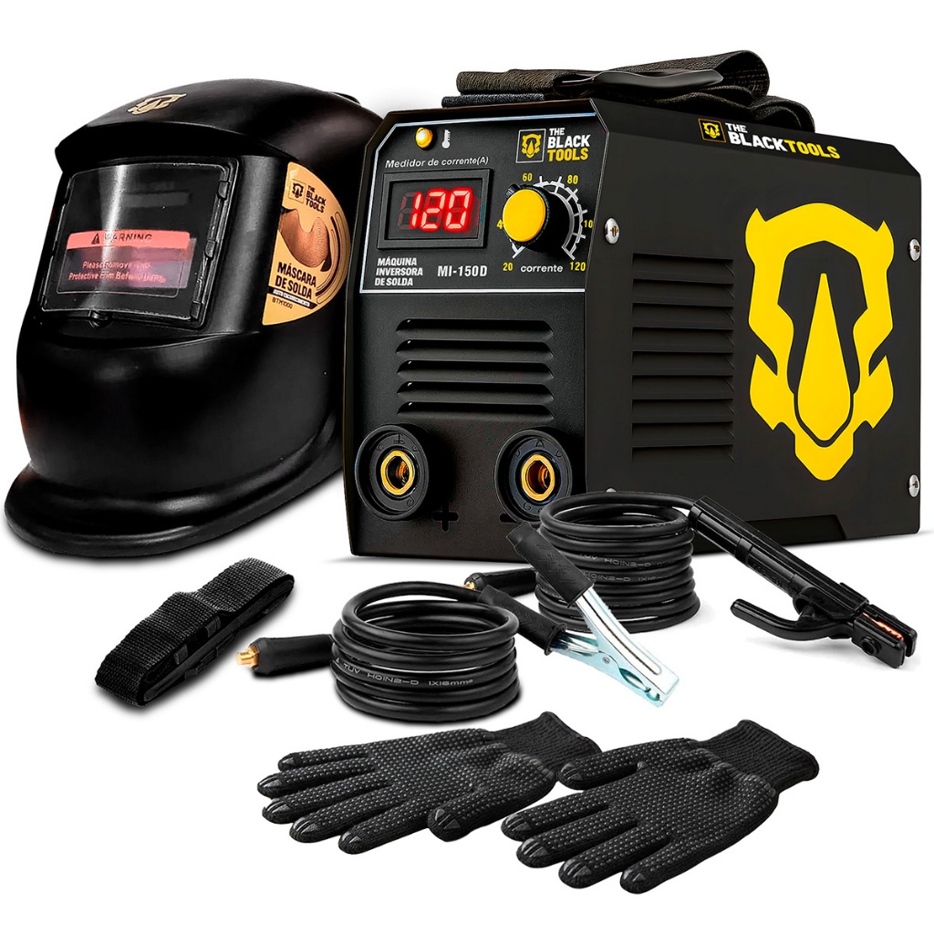Maquina Inversora De Solda Mma Eletrodo Tig 120a 220v Com Máscara De Solda + Acessórios The Black Tools em Oferta na Shopee