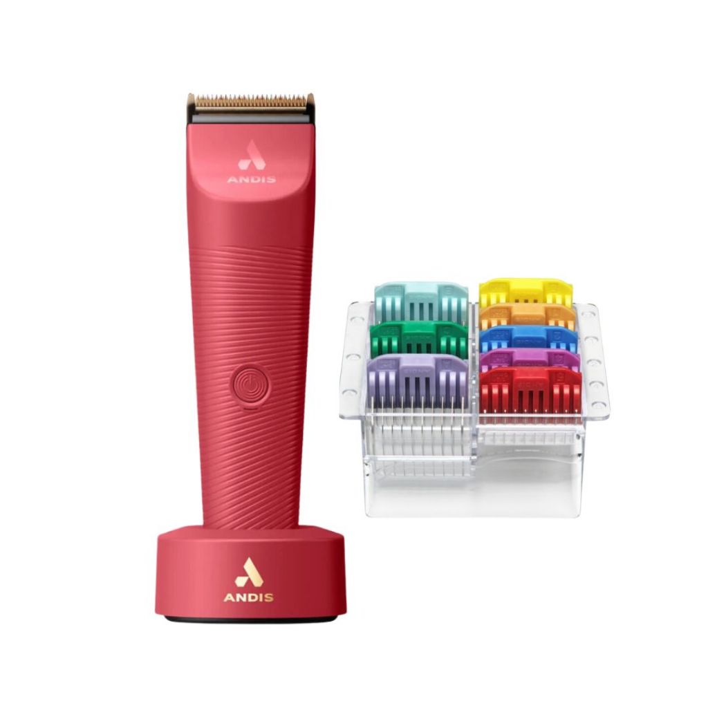 Kit Máquina de Tosa Vida Andis Vida Rosada + Adaptadores de Aço Para Cães Gatos
