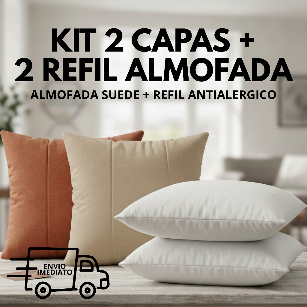 kit 2 Capas Almofada Com Enchimento 40x40cm Tecido Suede Qualidade Ziper Escondido Envio Imediato em Oferta na Shopee