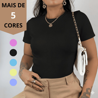 Camiseta Baby Look Feminina Canelada Ribana Material Premium em Oferta na Shopee