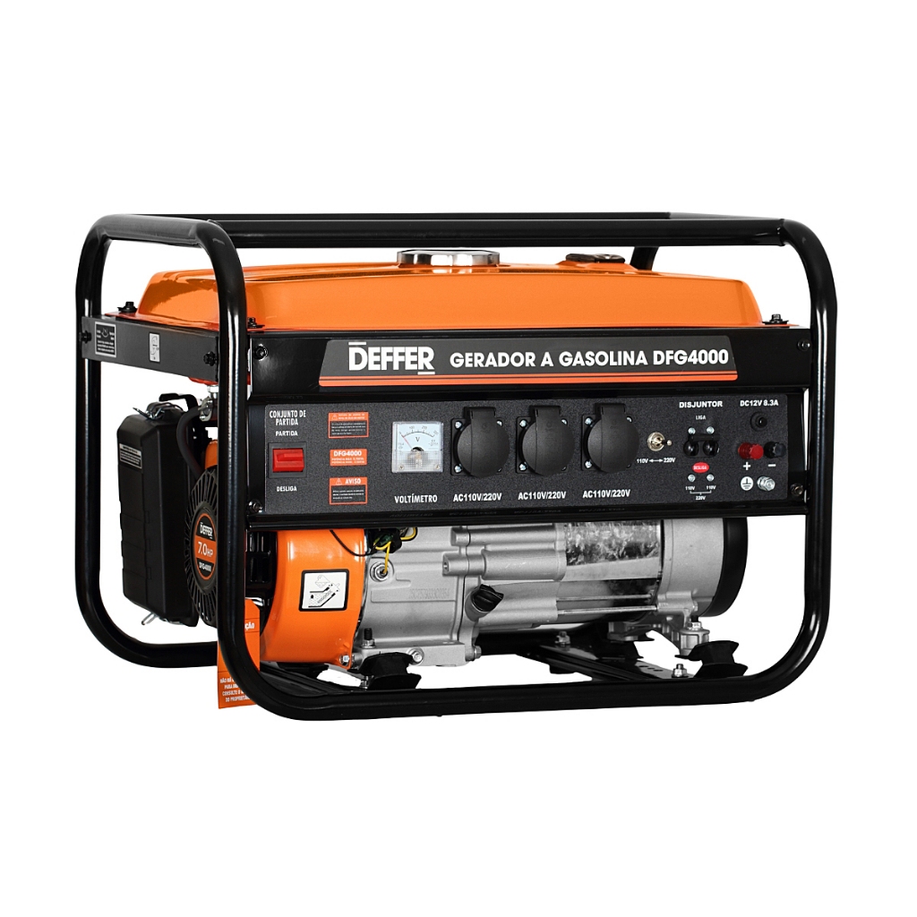 Imagem Gerador de Energia a Gasolina  3,75kva 110v/220v Com AVR Partida Manual DEFFER