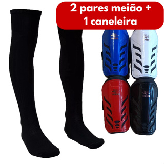 2 pares de meião Infantil Futebol + 1 Par de caneleira em Oferta na Shopee