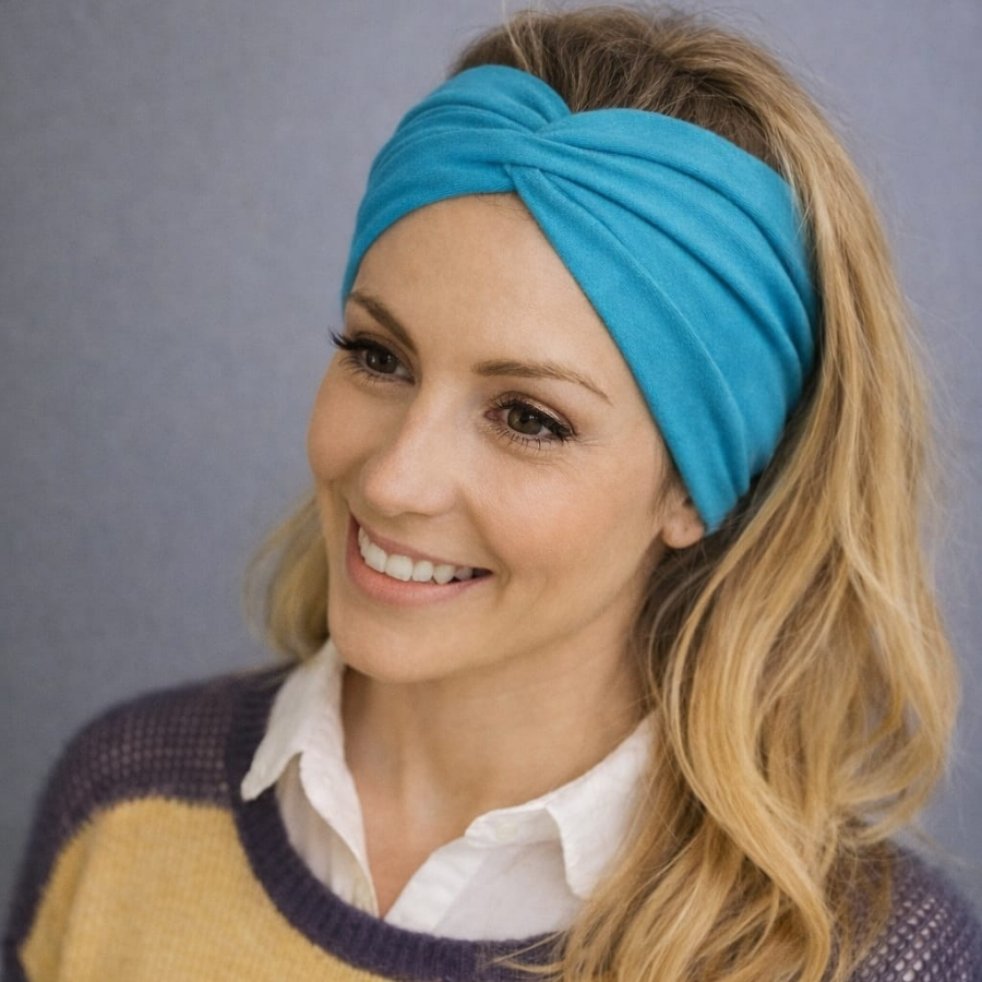 Turbante Azul Turquesa Faixa Tiara para Cabelo Moda Acessório Feminino Confortável