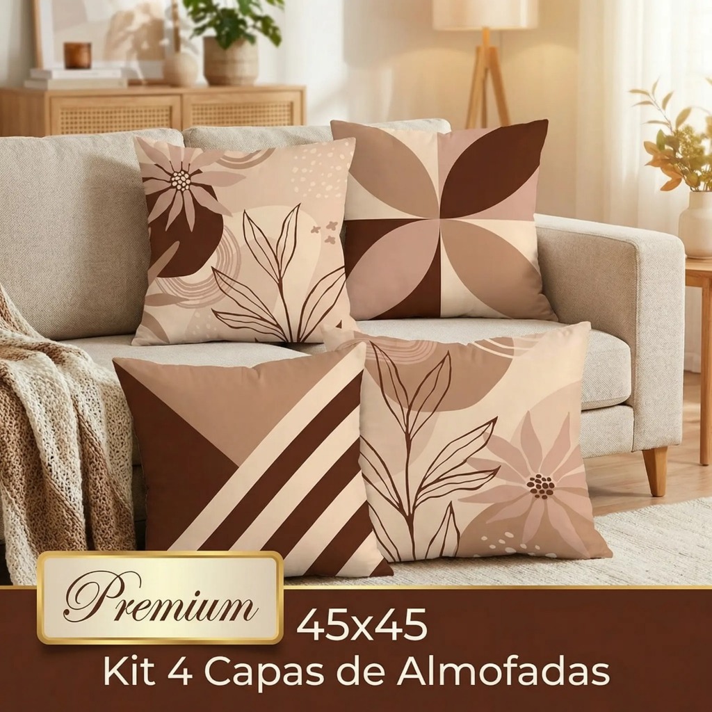 Kit com 4 Capas para Almofada 45X45cm Decorativas Home & Sofá em Oferta na Shopee
