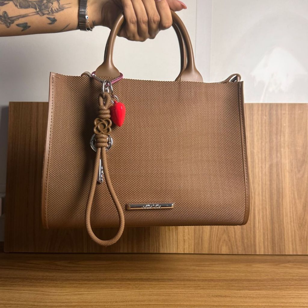 Bolsa Petite Jolie Feminina J-Lastic Alça de Mão Moderna Preto Chocolate Doce de Leite PJ11353