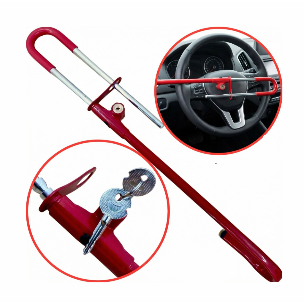 Trava Anti Furto Segurança Aço Volante Direção Pedal Veículo Com Algema em Oferta na Shopee