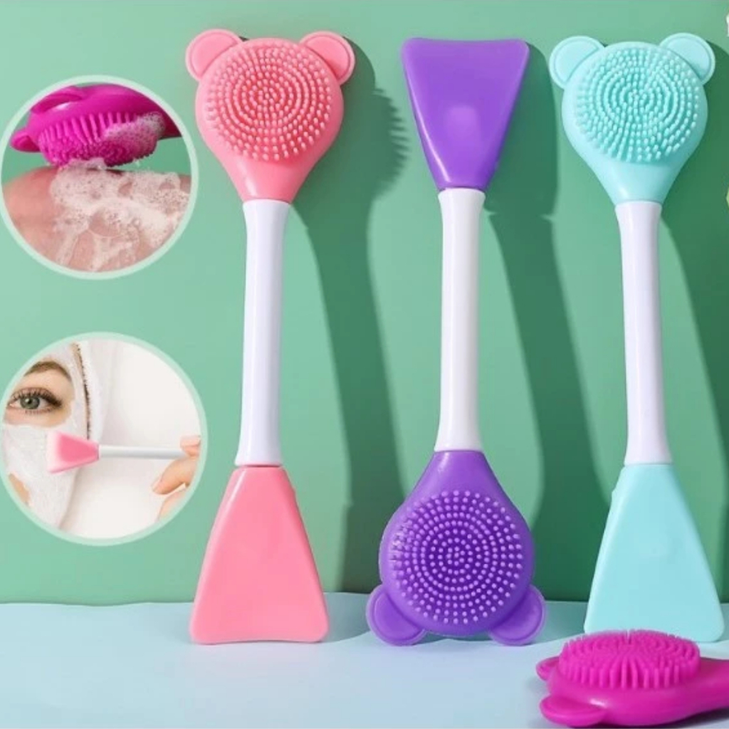 Pincel Facial 2 em 1 Espátula Silicone para Skincare e Argila