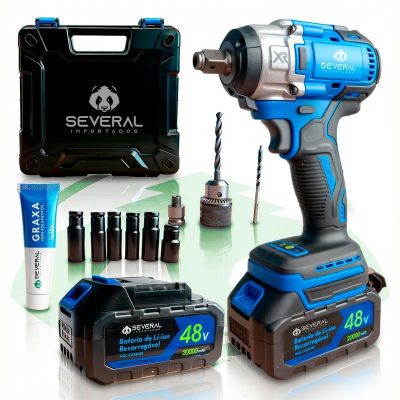 Chave De Impacto Furadeira Parafusadeira Several Importados Recarregável 48v Azul 2000mah em Oferta na Shopee