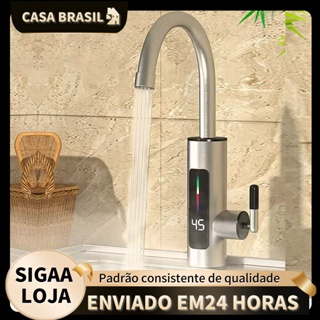 Torneira Elétrica Para Cozinha Banheiro Com Visor de Temperatura Regulagem e Giratória 360° Aço Inoxidável 220V em Oferta na Shopee