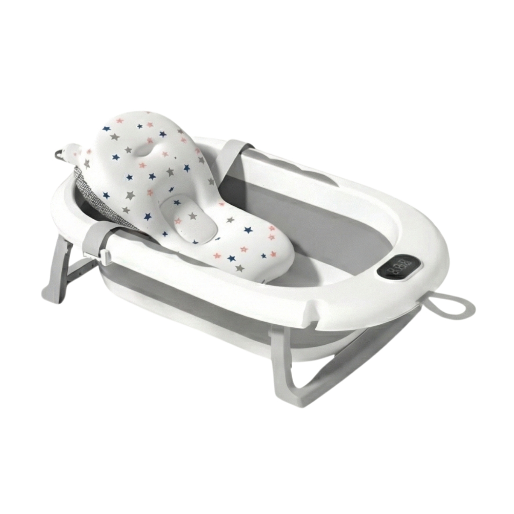 Banheira Bebê Dobrável Infantil Confortável Segura Com Termômetro Portátil Com Almofada De Banho WING em Oferta na Shopee