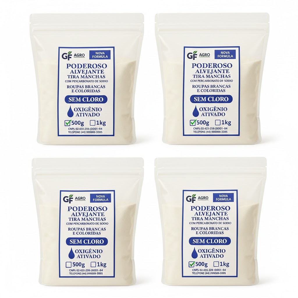 Kit 4KG- Alvejante Poderoso com Percarbonato de Sódio Tira Manchas Roupas Brancas e Coloridas em Oferta na Shopee