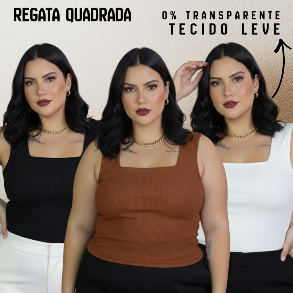 Blusa Camisa Regata Regatinha Suplex Tecido Confortável Blusinha Plus Decote Plus Feminina 46 ao 52