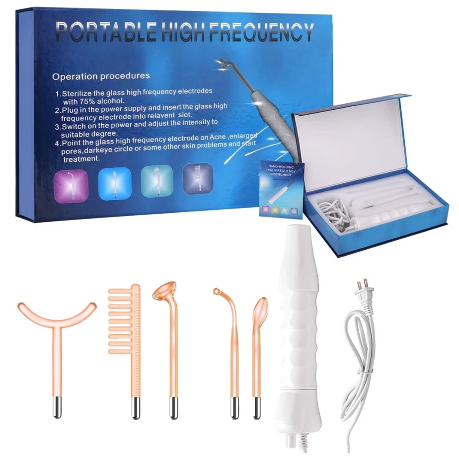 Aparelho Alta Frequência Limpeza Pele 4 Eletrodos Bivolt - Portable High Frequency