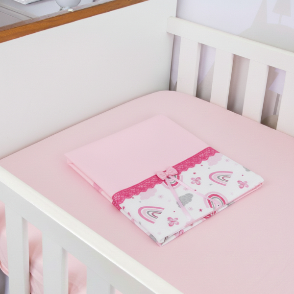 Lençol Avulso Com Bainha e Barrado Estampado MINI BERÇO de Bebê Percal 400 fios Super Macio