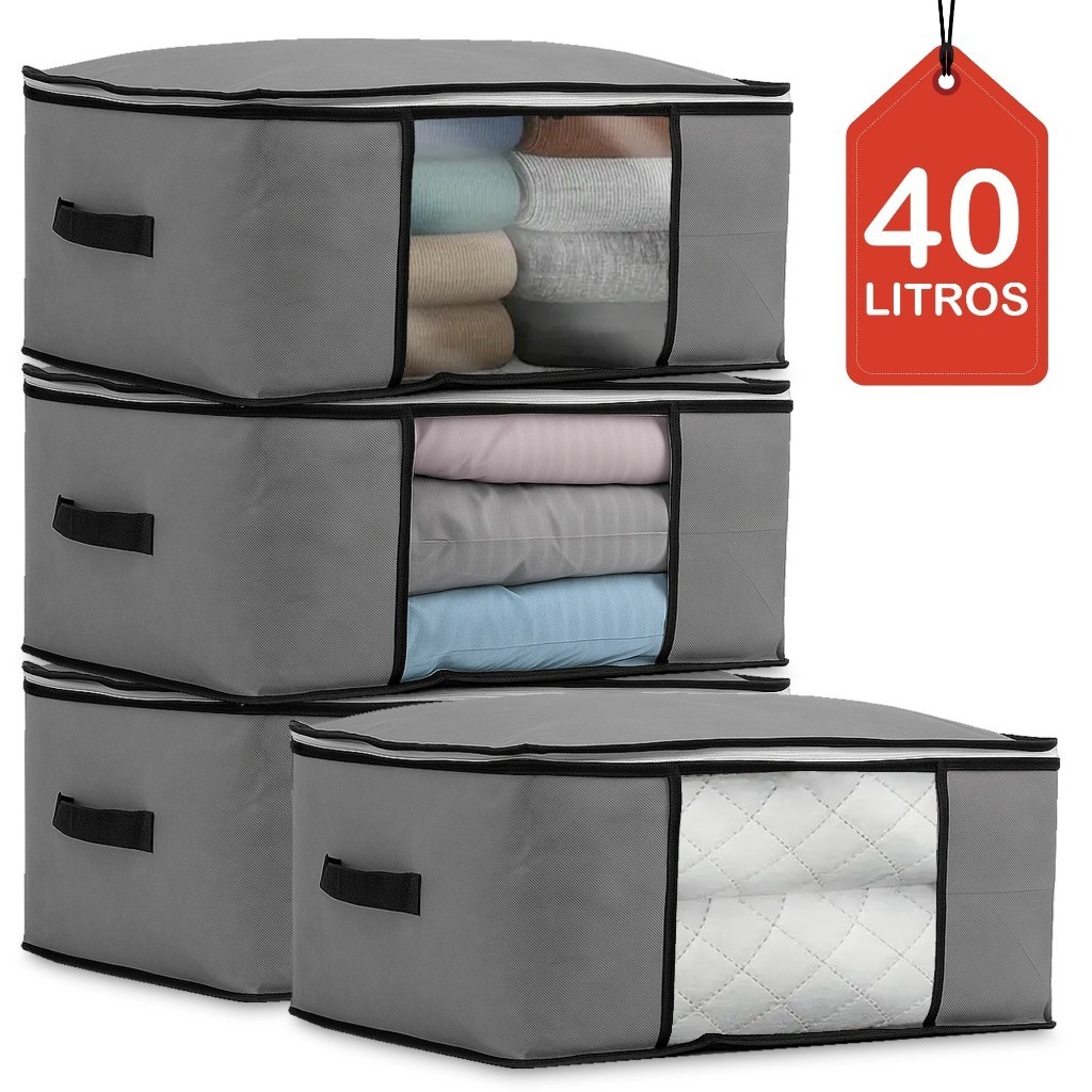 Kit Caixas Organizadoras Roupas Calçados Coberta TNT Com Tampa Ecológico Saco Armazenamento Multiuso em Oferta na Shopee