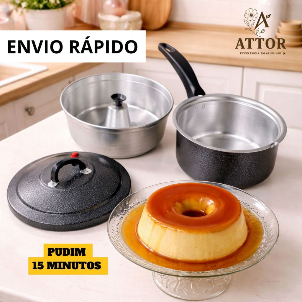Caçarola Meia Pressão para Pudim Alumínio Forma Central Pudim Pronto em 15 Minutos Panela em Oferta na Shopee