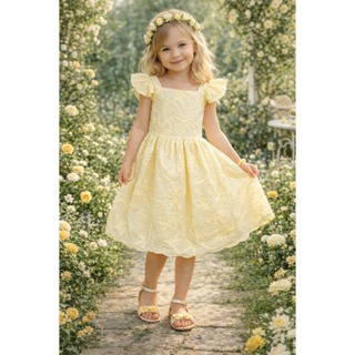 Vestido Infantil Laise Broderie Amarelo Bebê Babados e Ajustes Costas em Oferta na Shopee