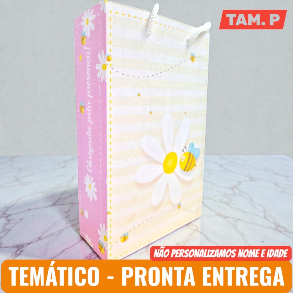 SACOLINHA PERSONALIZADA JARDIM DAS MARGARIDAS ROSA ABELHINHA LEMBRANCINHA FESTA  PEGUE E MONTE em Oferta na Shopee