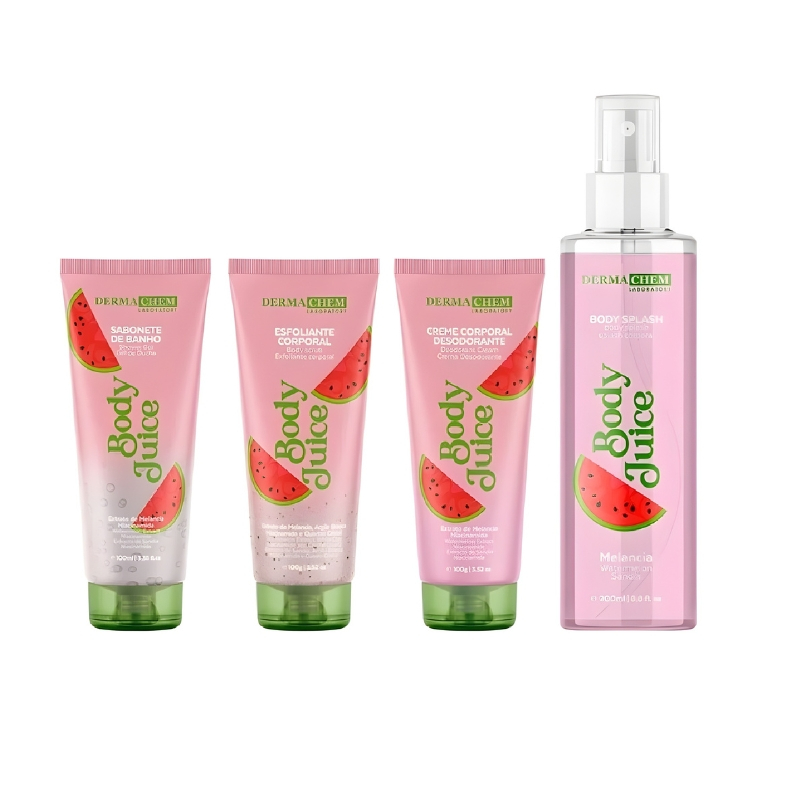 Banho Body Juice Dermachem Melancia (Creme, Esfoliante, Sabonete, Body Splash)