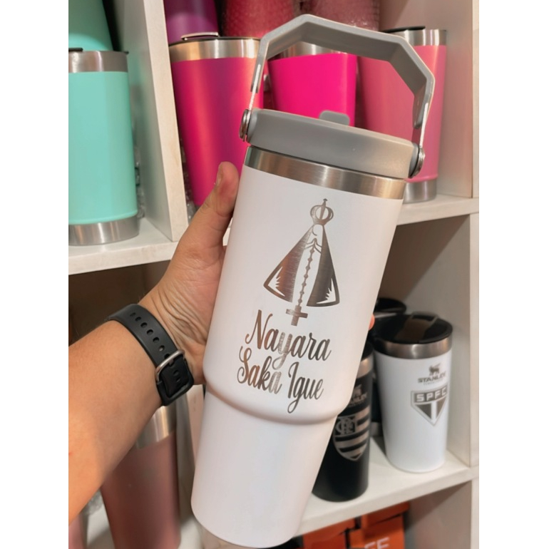 Garrafa Térmica  Flip Com Bico 900ml Personalizada com Nome GRAVAÇÃO A LSER - produto top venda 2026
