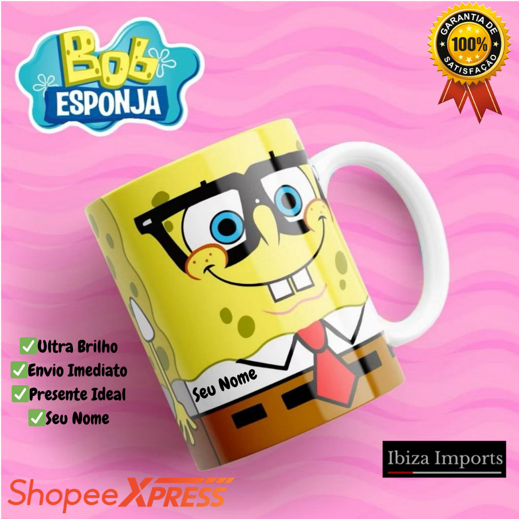 Caneca Personalizada Bob Esponja Calça Quadrada em Oferta na Shopee